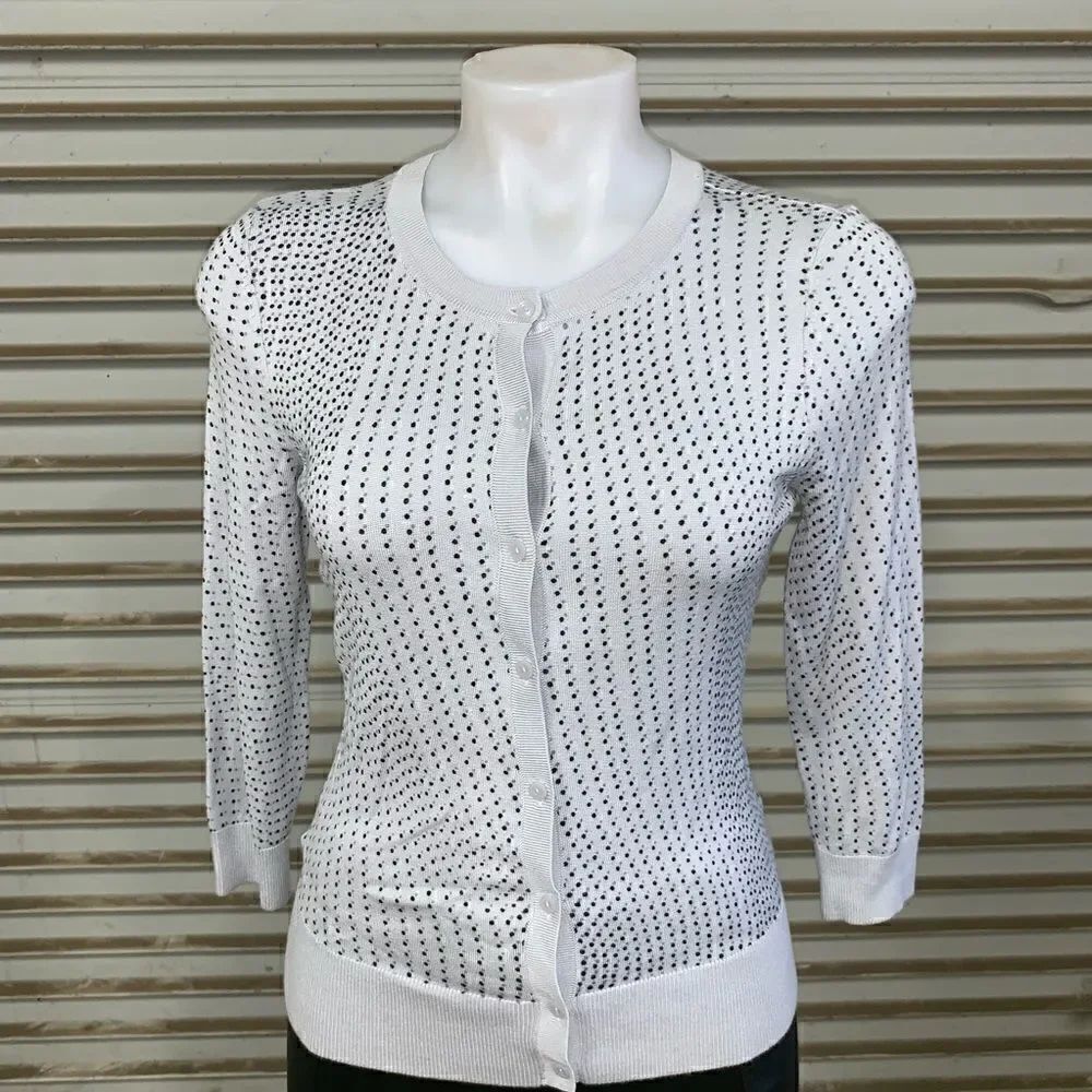 Halogen button up cardigan gray with black dots